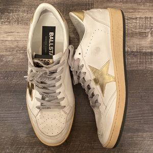 Golden Goose Ball Star sneakers with gold star and heel tan size 39